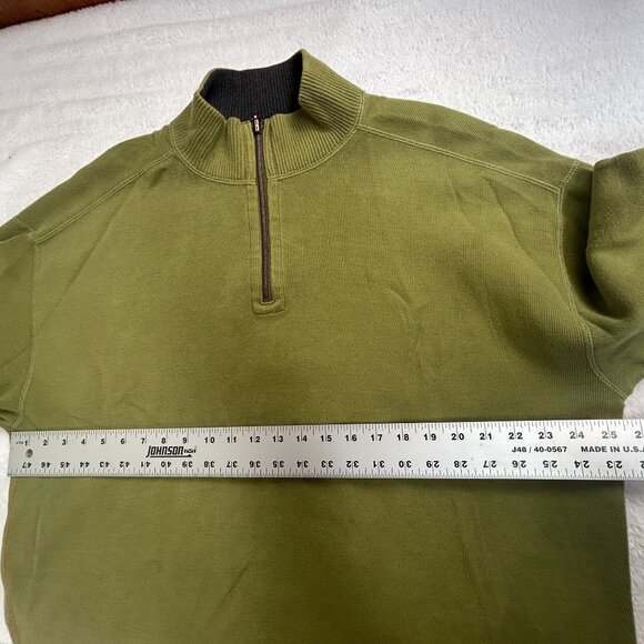 Tommy Bahama Men Reversible 1/4-Zip Mock Neck Pullover Sweater Green/Gray Casual - Picture 7 of 8